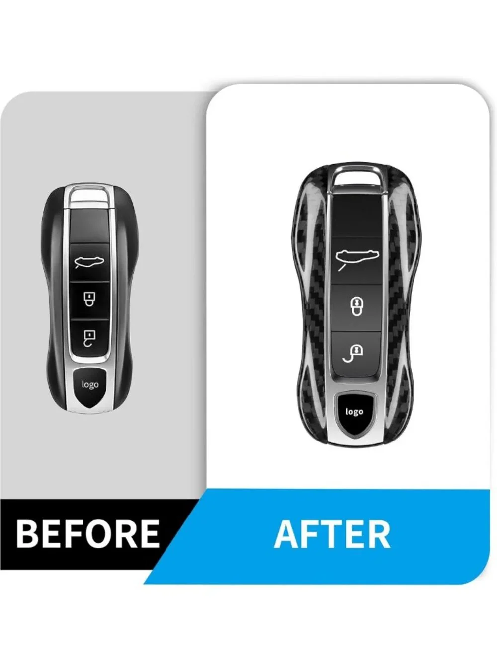 Sleek Carbon Fiber Key Fob Cover for Porsche Cayenne, Panamera, 911, Taycan